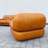 Canapé et fauteuils en cuir cognac par Sapporo pour Mobil, Italie