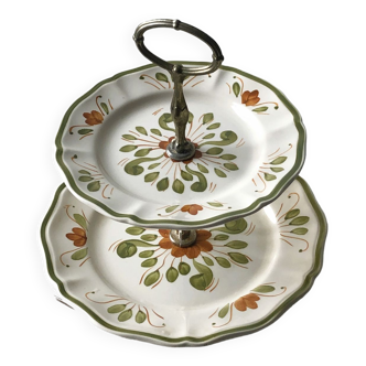 Hand-painted multi-storey display Sarreguemines - Venice model floral motif of the 70s TBE In