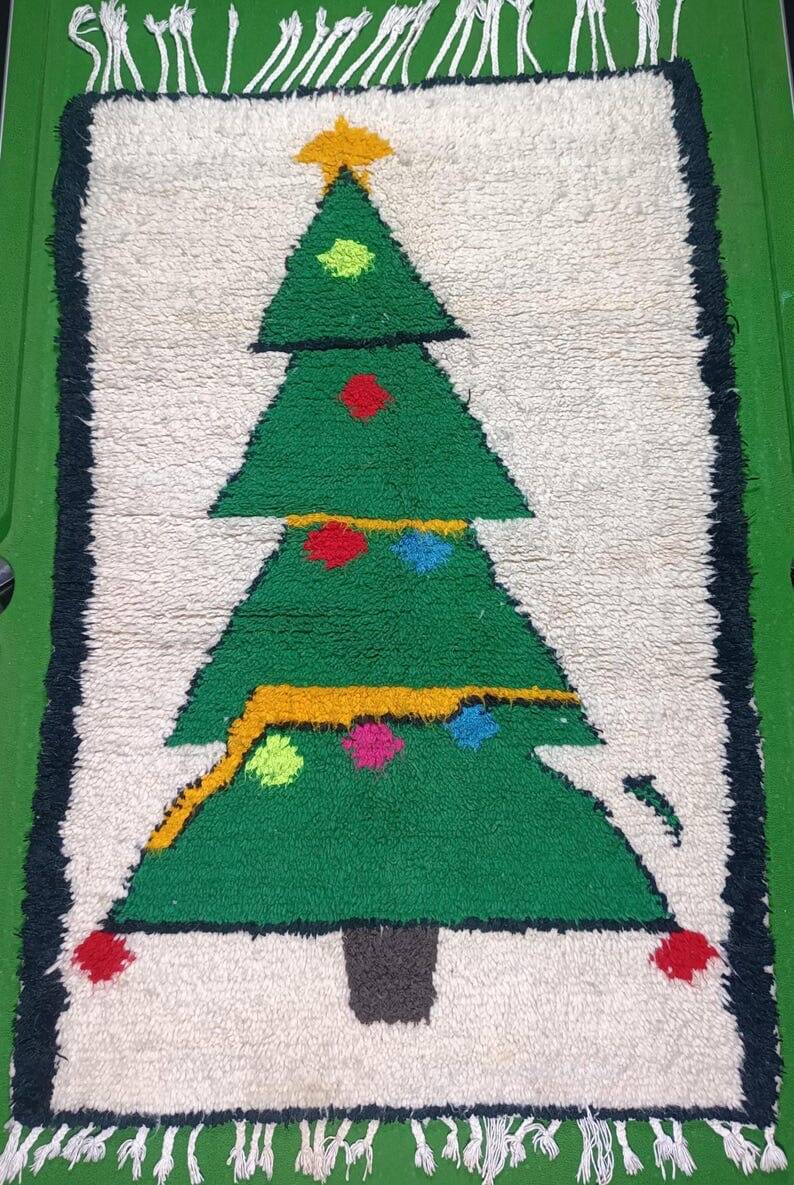 Handmade pure natural wool rug, size 100 x 200 cm