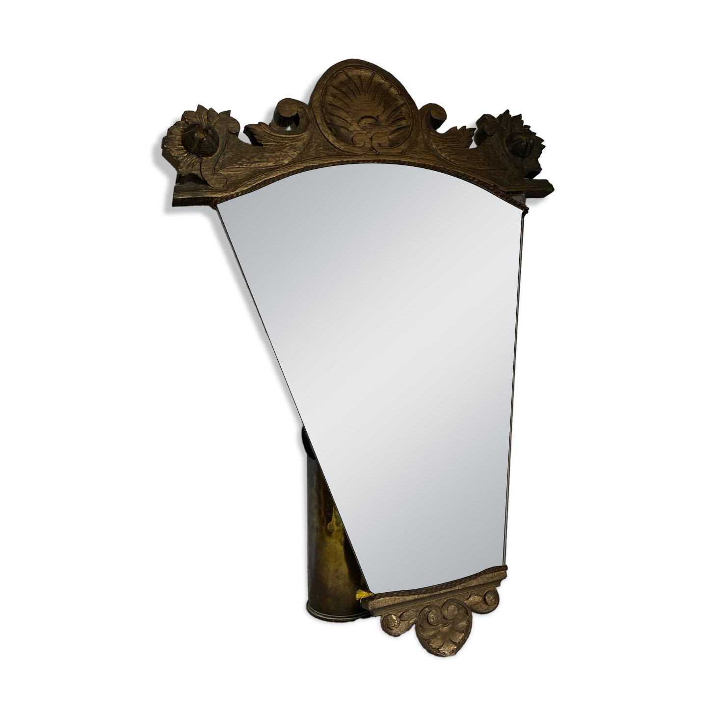 Antique wooden mirror with an unusual shape