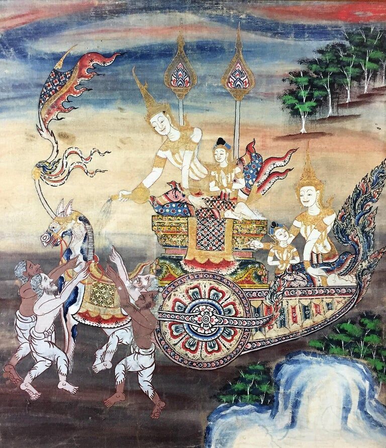 Set of 3 Thai paintings, Rattanakosin, nineteenth century