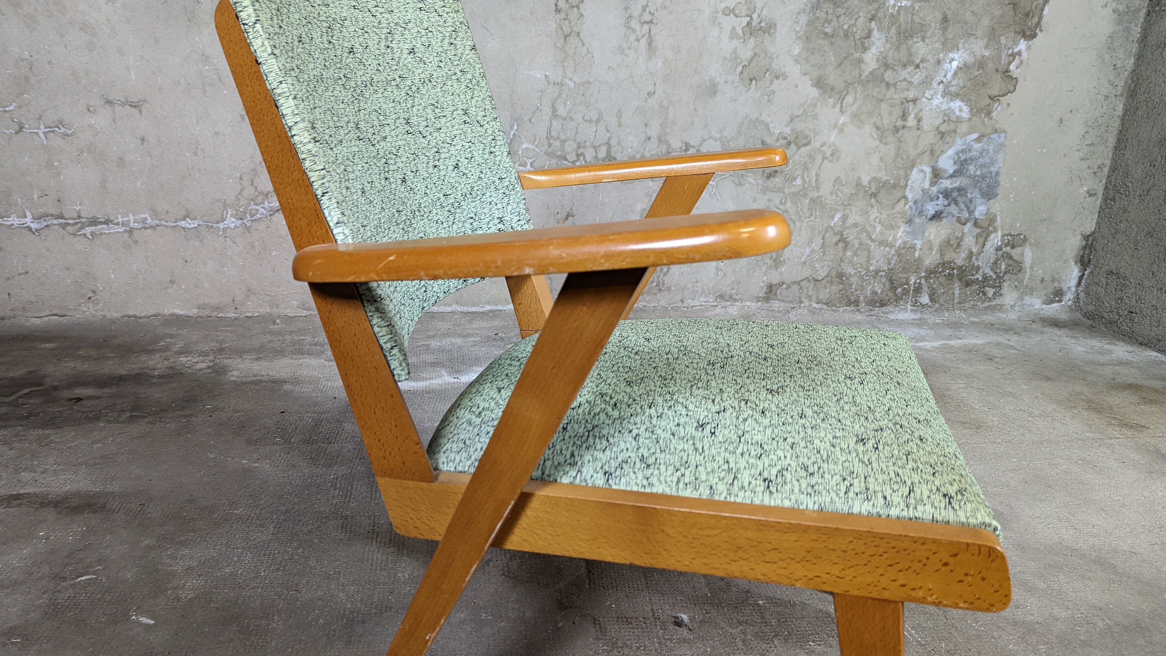 Scandinavian compass foot armchair