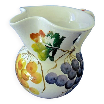 Earthenware wine or water pitcher with under-enamel decoration of vine branches