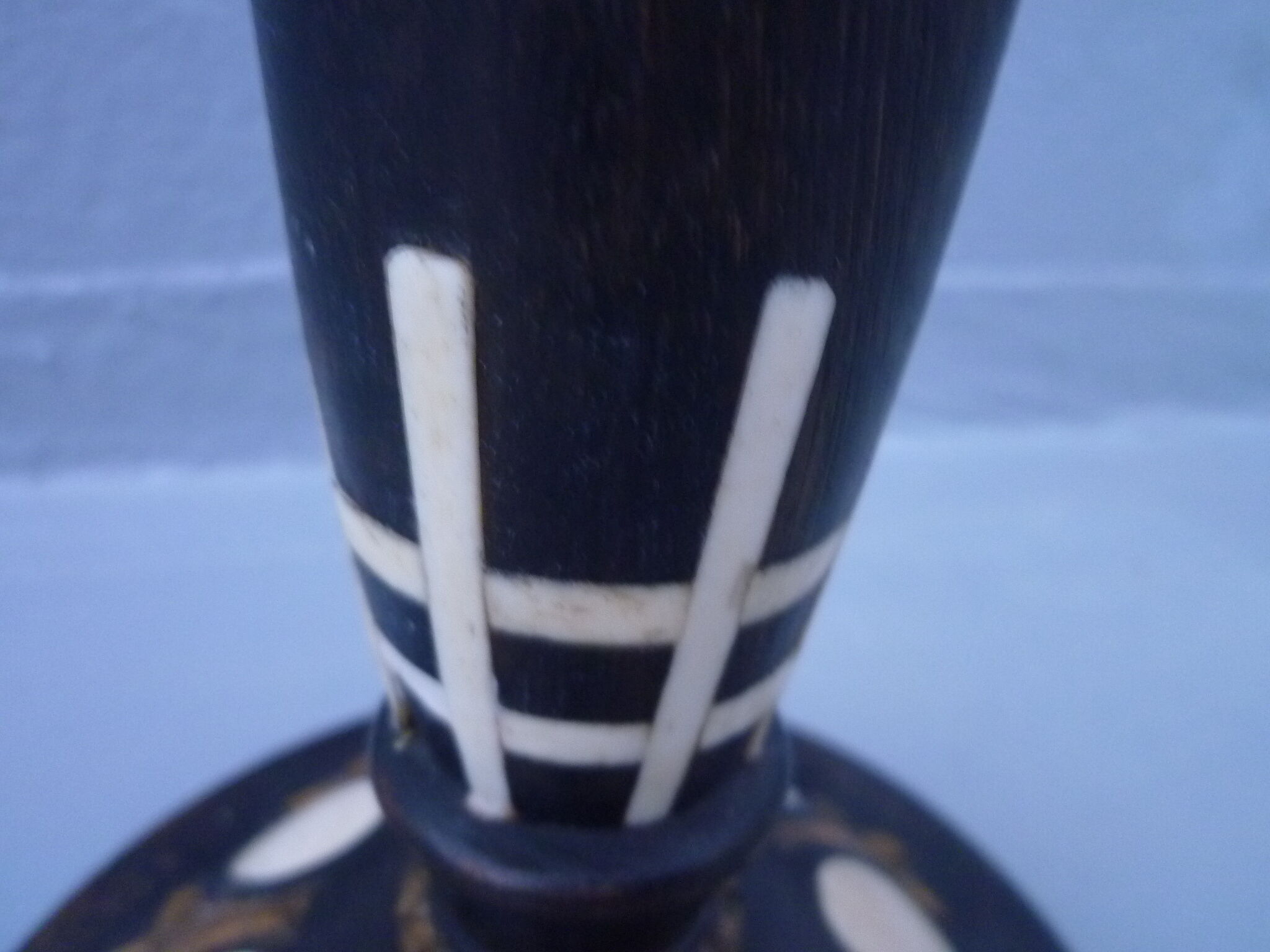 Old wooden table lamp with inlays