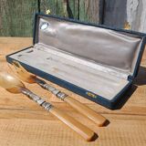 Antique horn salad servers