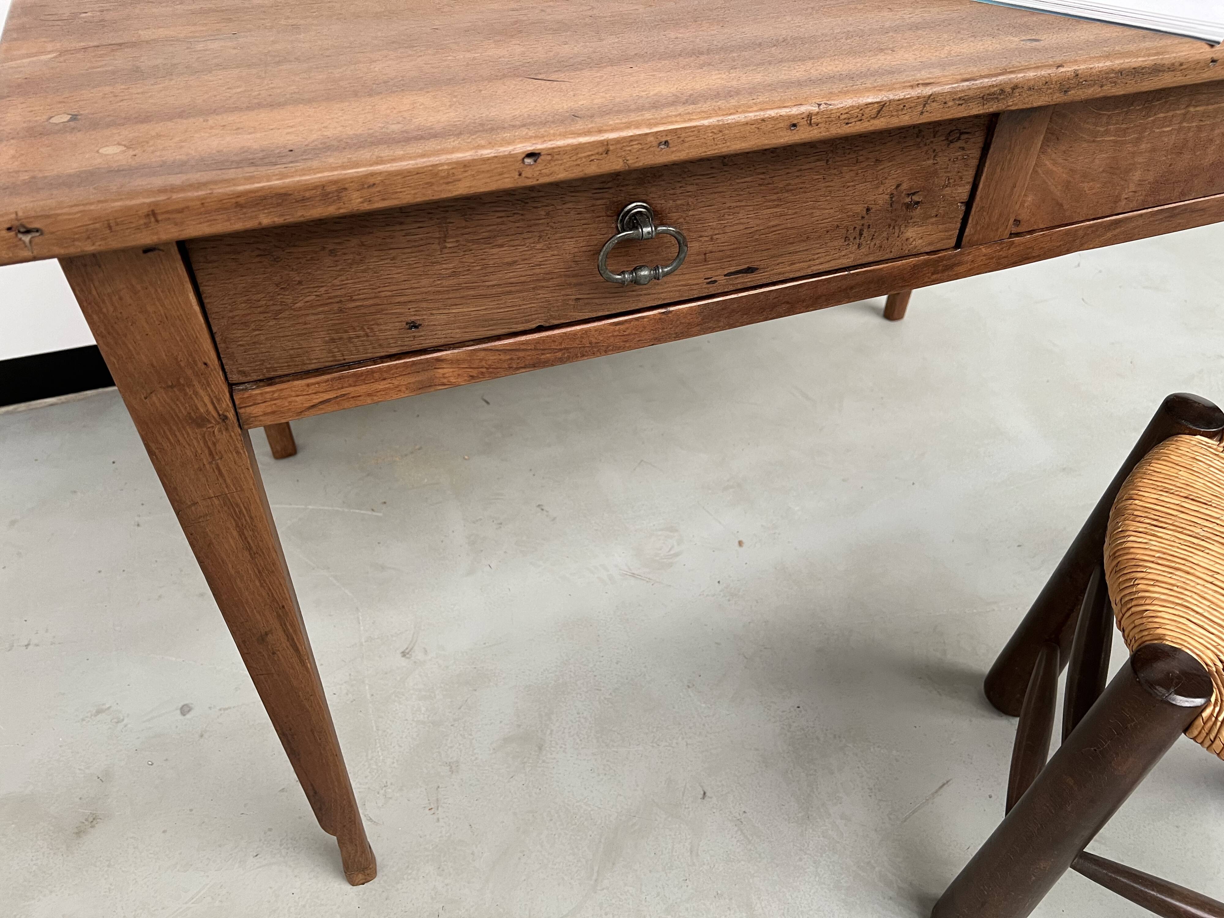 1900 solid walnut desk with two drawers