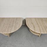 pair of low tables in travertine, Italy 1980s