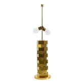 1960s brass table lamp by Vereinigte Werkstätten with an illuminated base