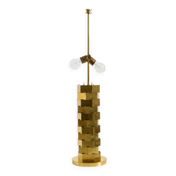Lampe de table en laiton des années 1960 par Vereinigte Werkstätten avec une base lumineuse.