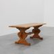 20th Century French oak trestle table with scalloped legs and plank top
