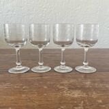 4 verres à pied à digestif anciens en cristal frise gravé XIXe