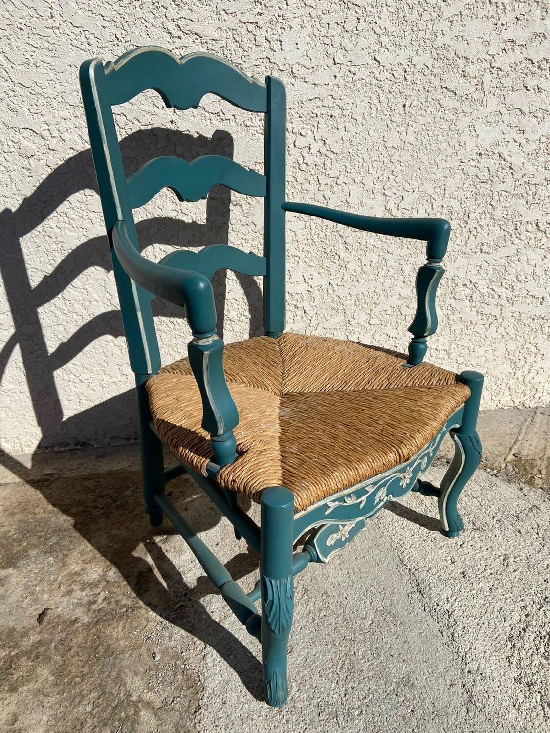 Provencal style straw armchair