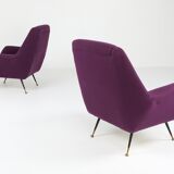 Pair armchairs with purple padding