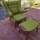 Fauteuil et repose-pieds vintage Papa Bear en tissu bouclette vert et chêne