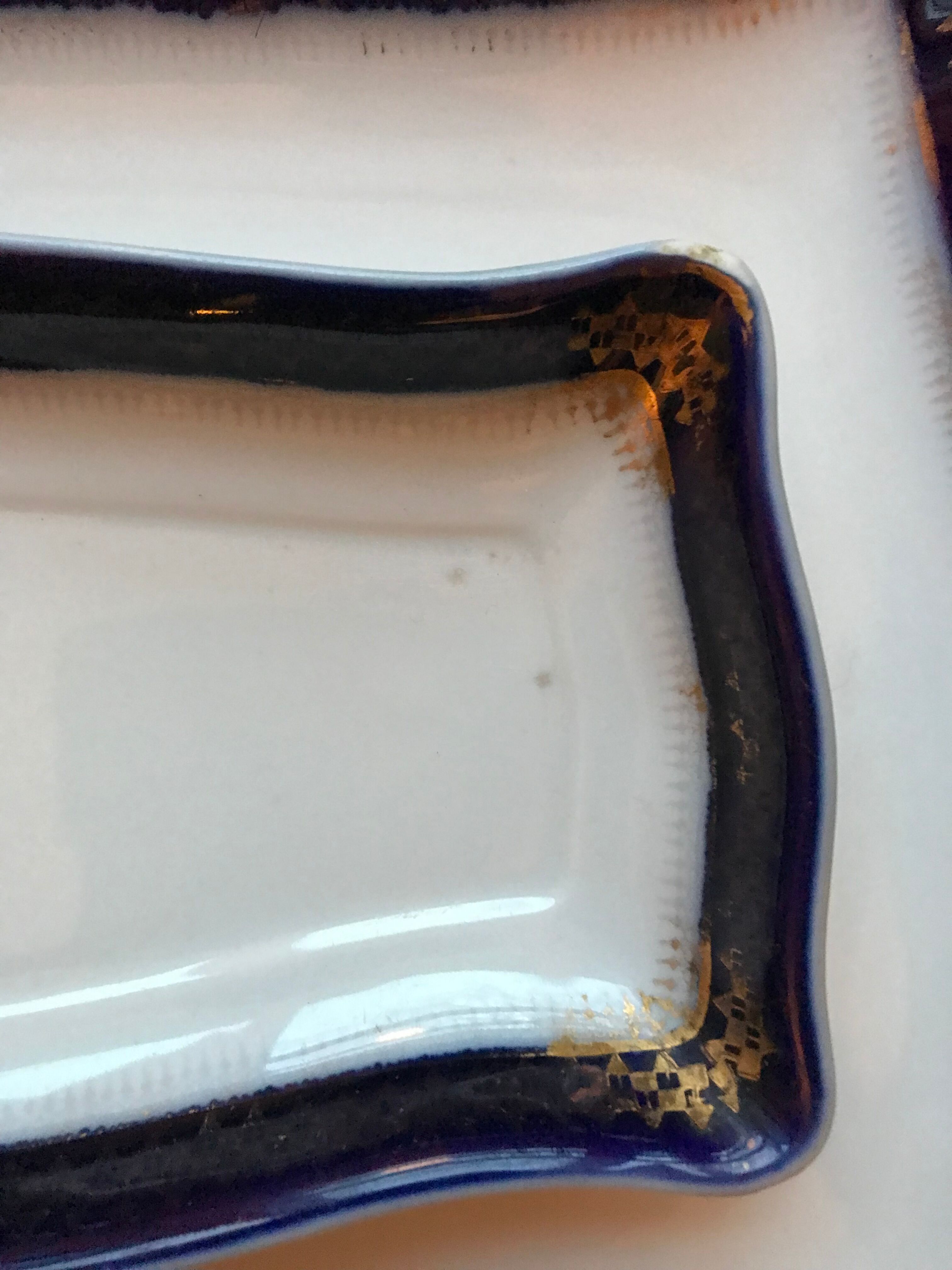 Series of 3 imperial porcelain trays Russia Kuznetsov