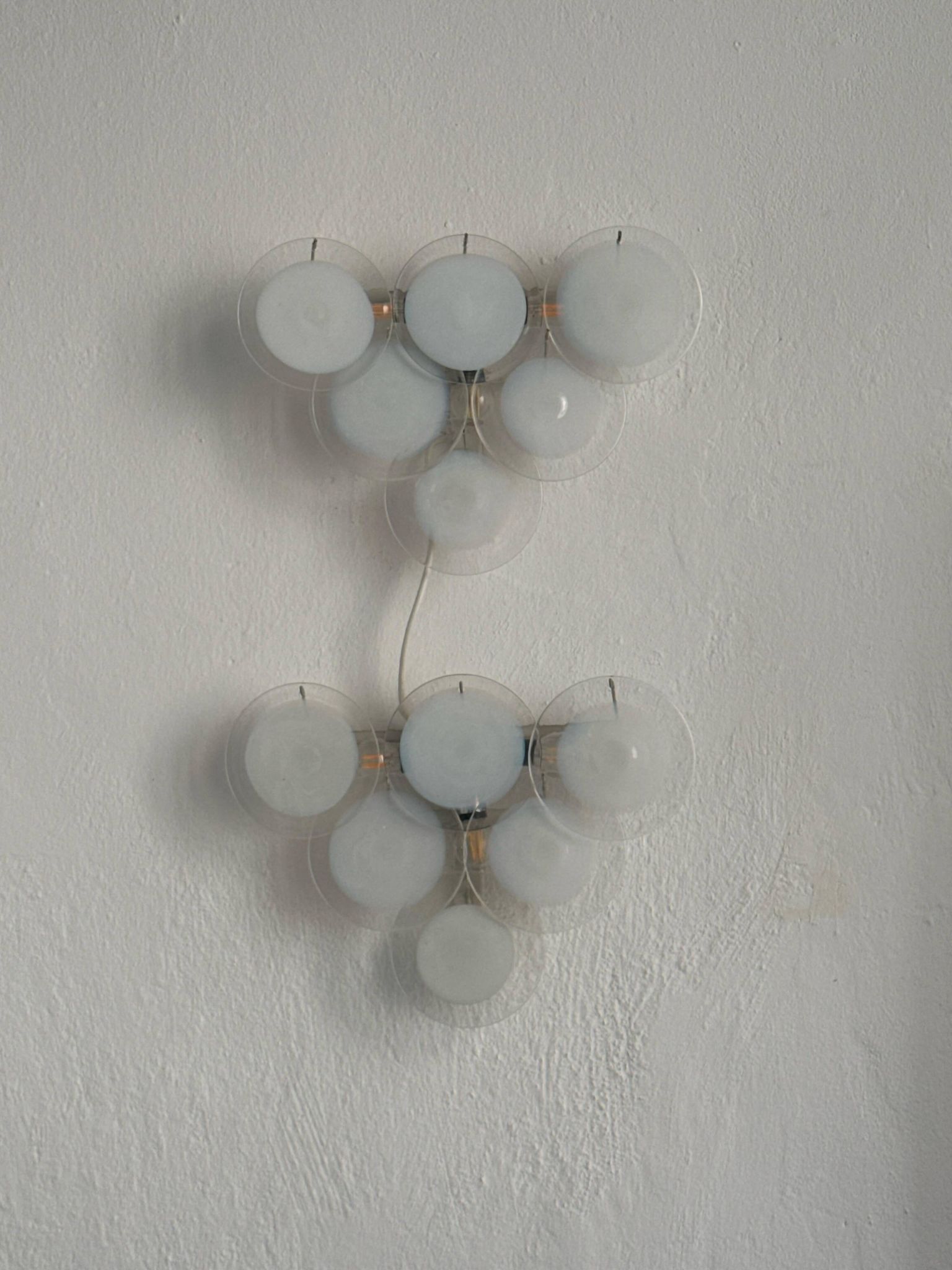 Rare Set of Two Murano Glass Sconces and One Pendant Chandelier by Gino Vistosi