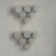 Rare Set of Two Murano Glass Sconces and One Pendant Chandelier by Gino Vistosi