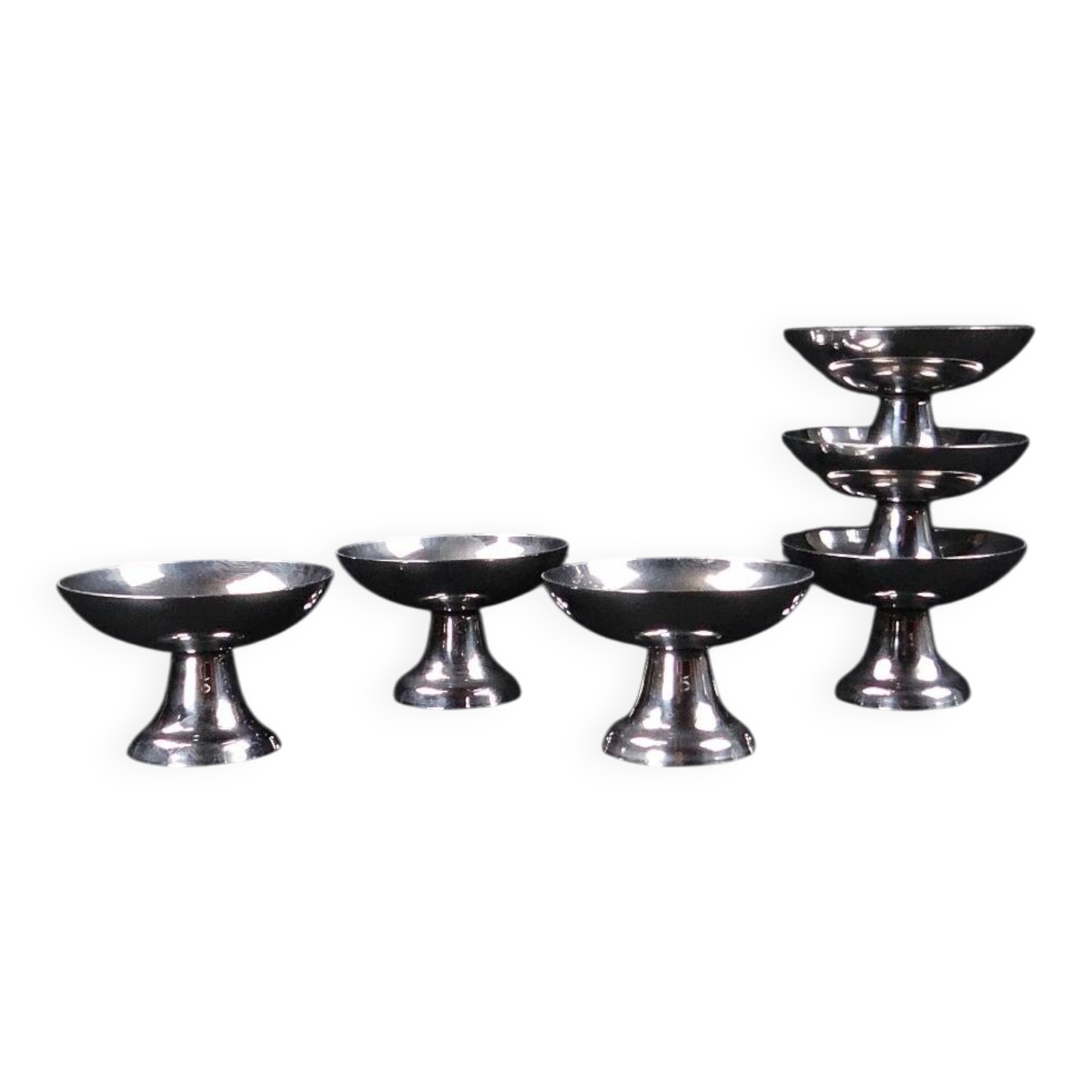 6 stainless steel ice cream bowls on foot stainless steel dessert service