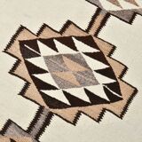 Off White & Brown Tribal Kilim Runner Rug, 101x388Cm