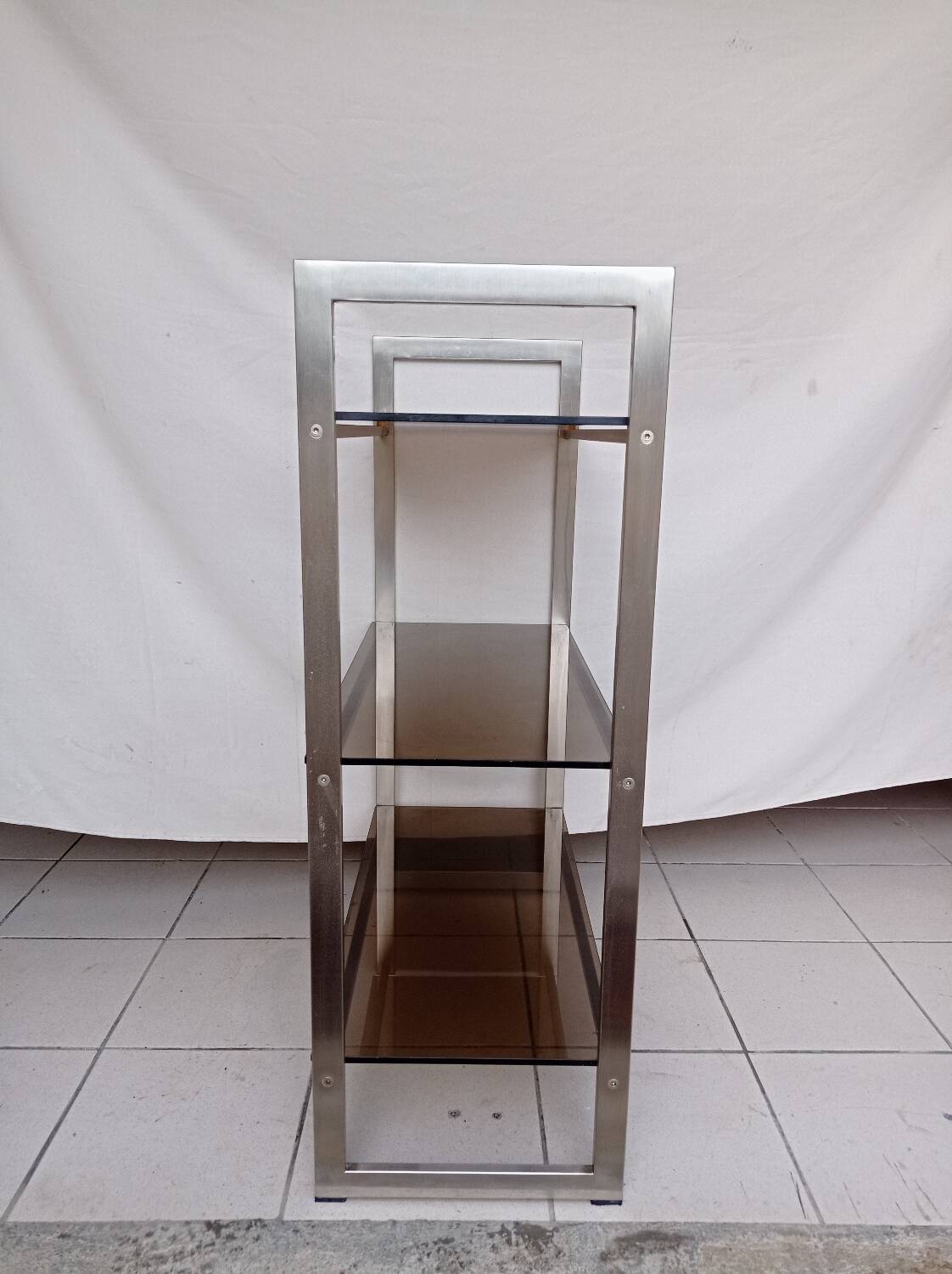 Metal and smoked glass shelf