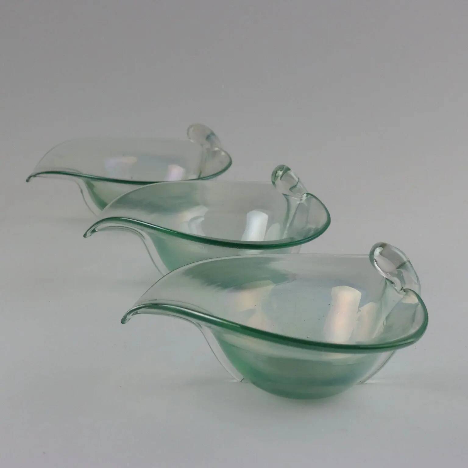 Vintage glass bowls, Murano manufacture, Italy, mid-20th century.