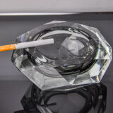 Ashtray Sommerso grey by seguso, faceted glass, murano, italy, 1970