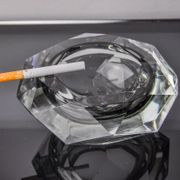 Ashtray Sommerso grey by seguso, faceted glass, murano, italy, 1970
