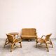 Vintage rattan garden furniture – complete set with sofa and armchairs.
