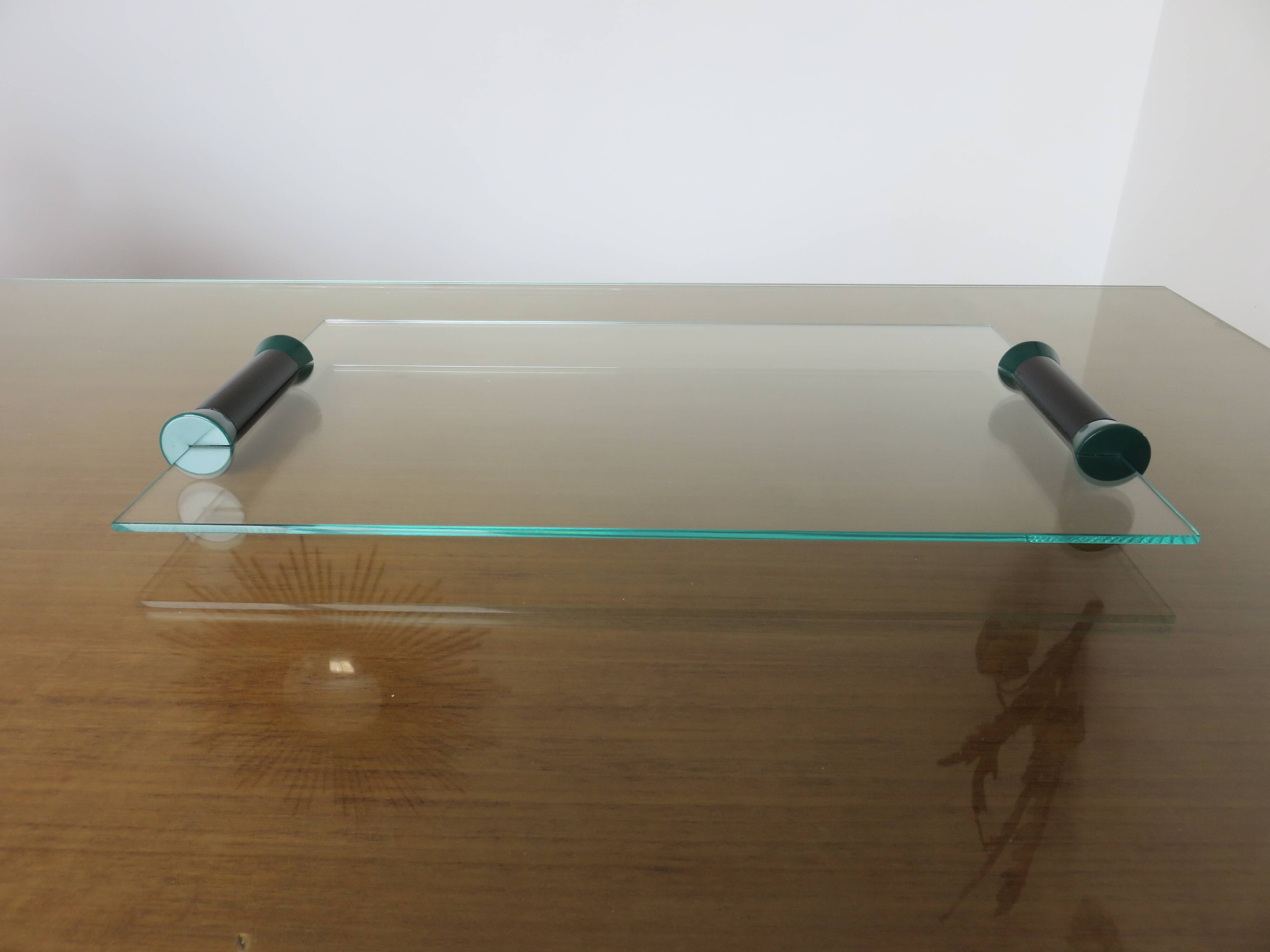 Plateau en verre et polycarbonate années 80 ers Memphis