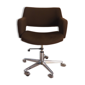 Fauteuil de bureau marron à roulettes, Allemagne 1970