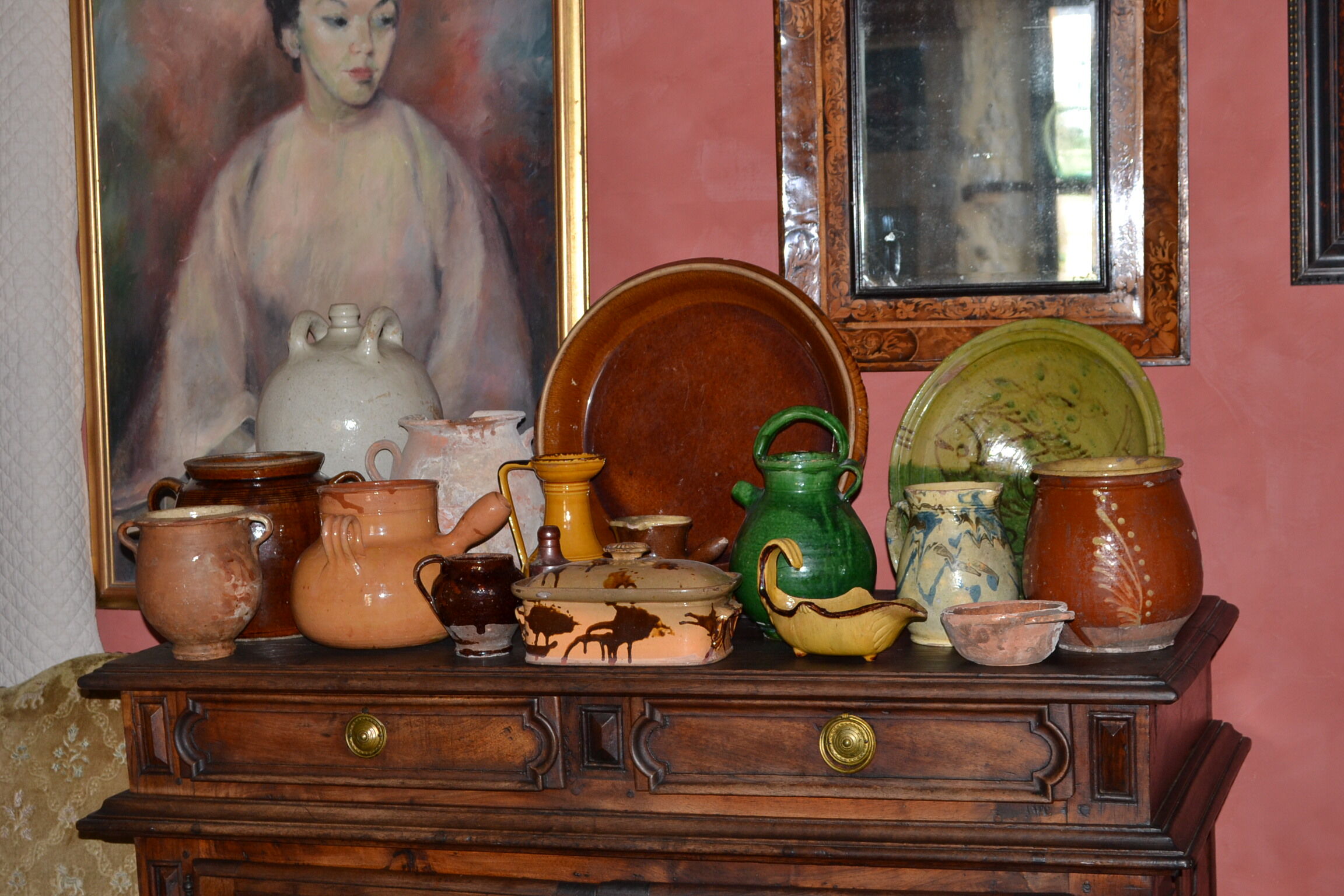 Enamelled terracotta fruit bowl in the Vallauris style, Provence, 1970