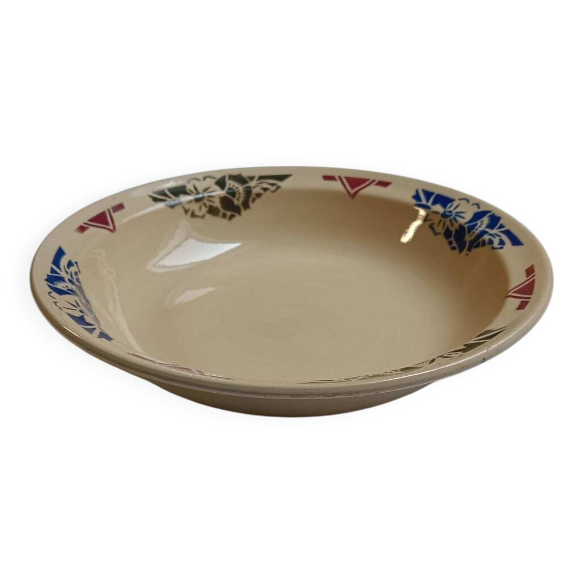 Large Badonviller art deco deep dish