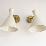 Suite of three italian design wall lamps 1950