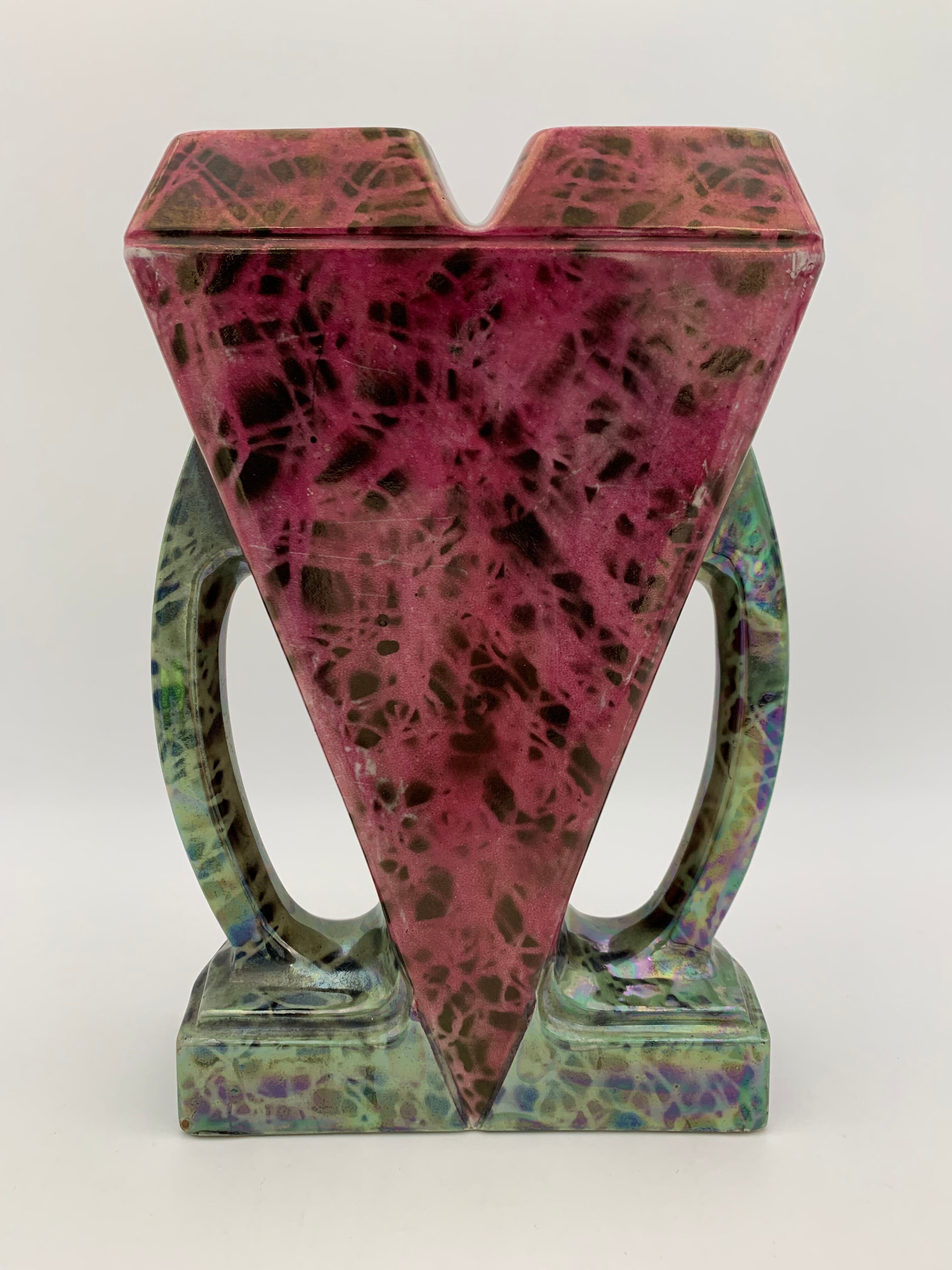 MAJOLIQUE WASMUËL - Art Deco vase in faience signed numbered - 1930s