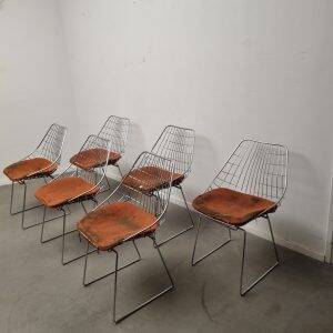 Set of six SM05 wire chairs by Cees Braakman for Pastoe, 1960s