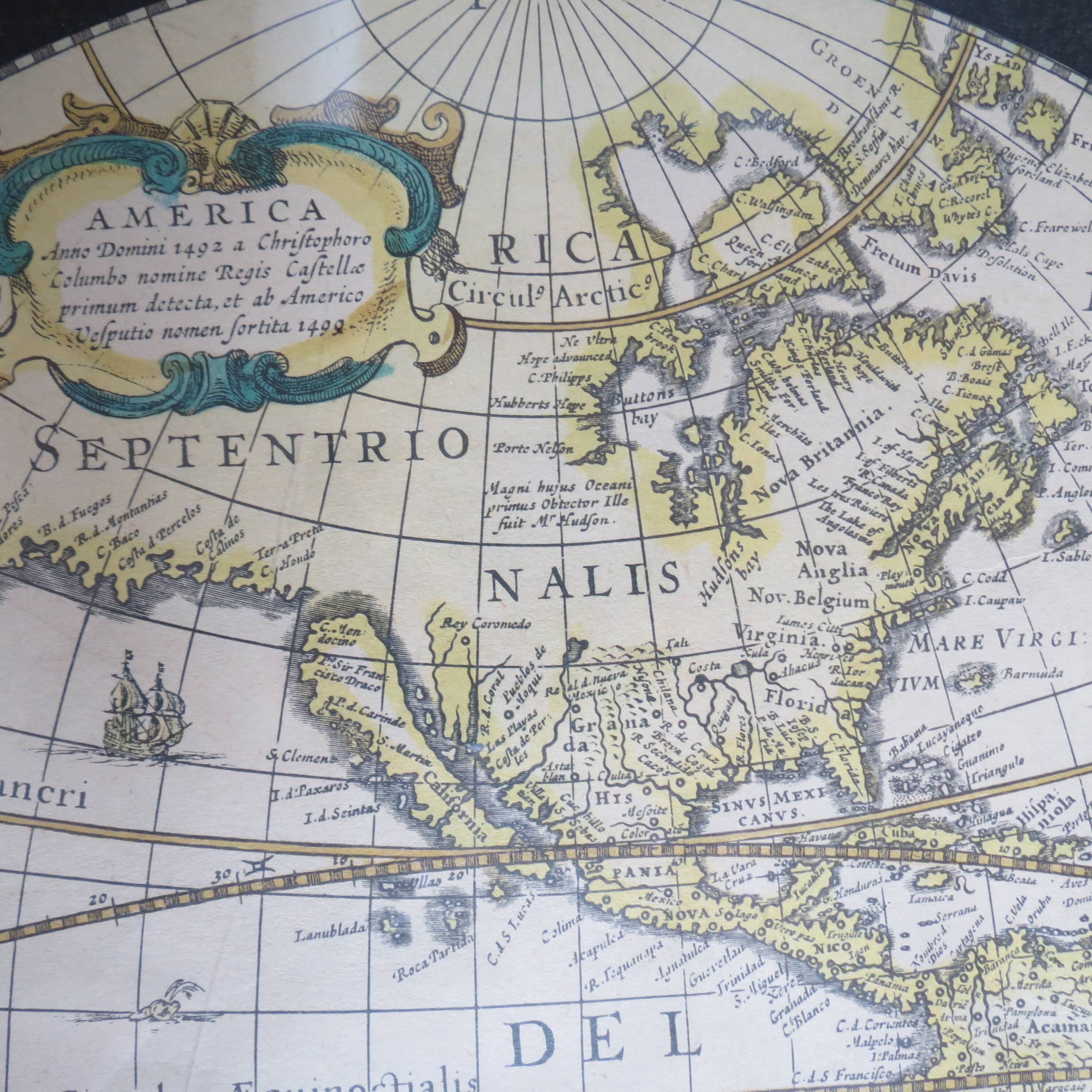 1970s Maison Jansen Campaign Style Coffee Table World Atlas Map