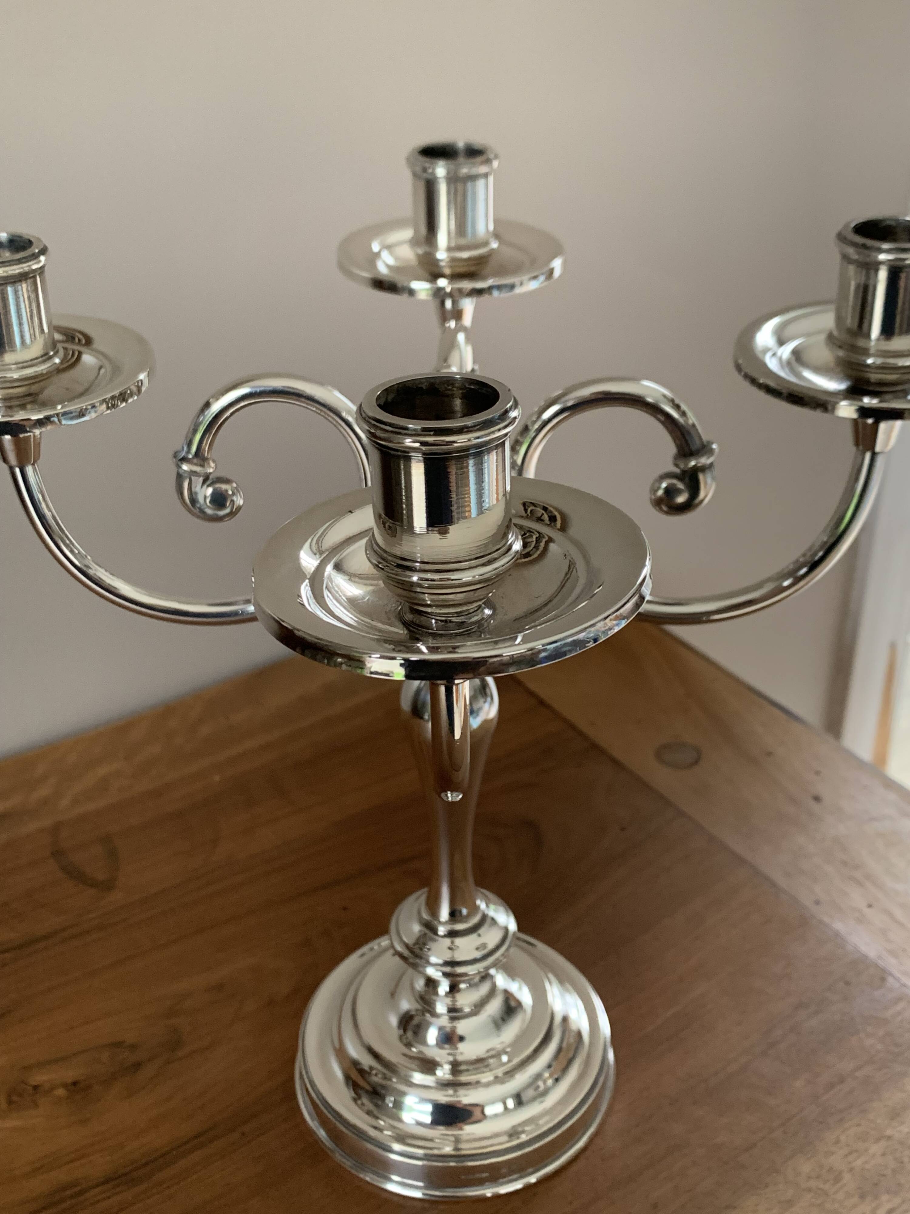 Silver-plated metal candelabrum