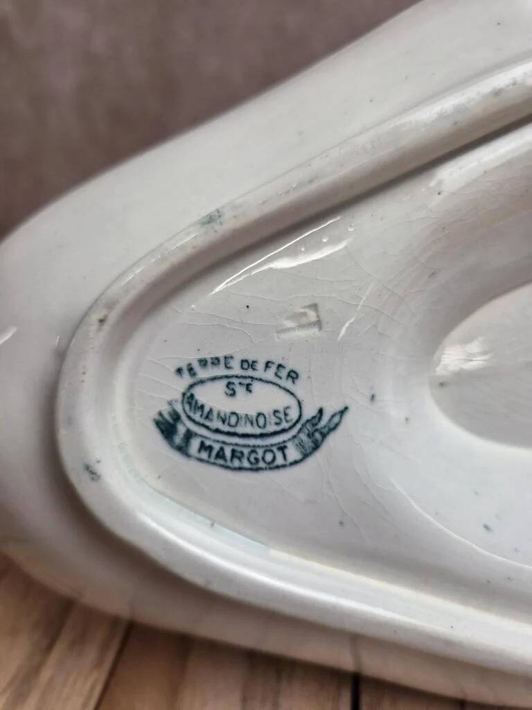 Ironstone sauce boat from Saint-Amand, Margot model – old blue decoration.