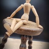 Tripod wood stool with foot balls