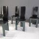 Set of 6 Italian leather and green lacquer dining chairs, 1980s