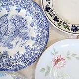 Mismatched antique dinner plates