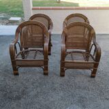 4 vintage rattan armchairs