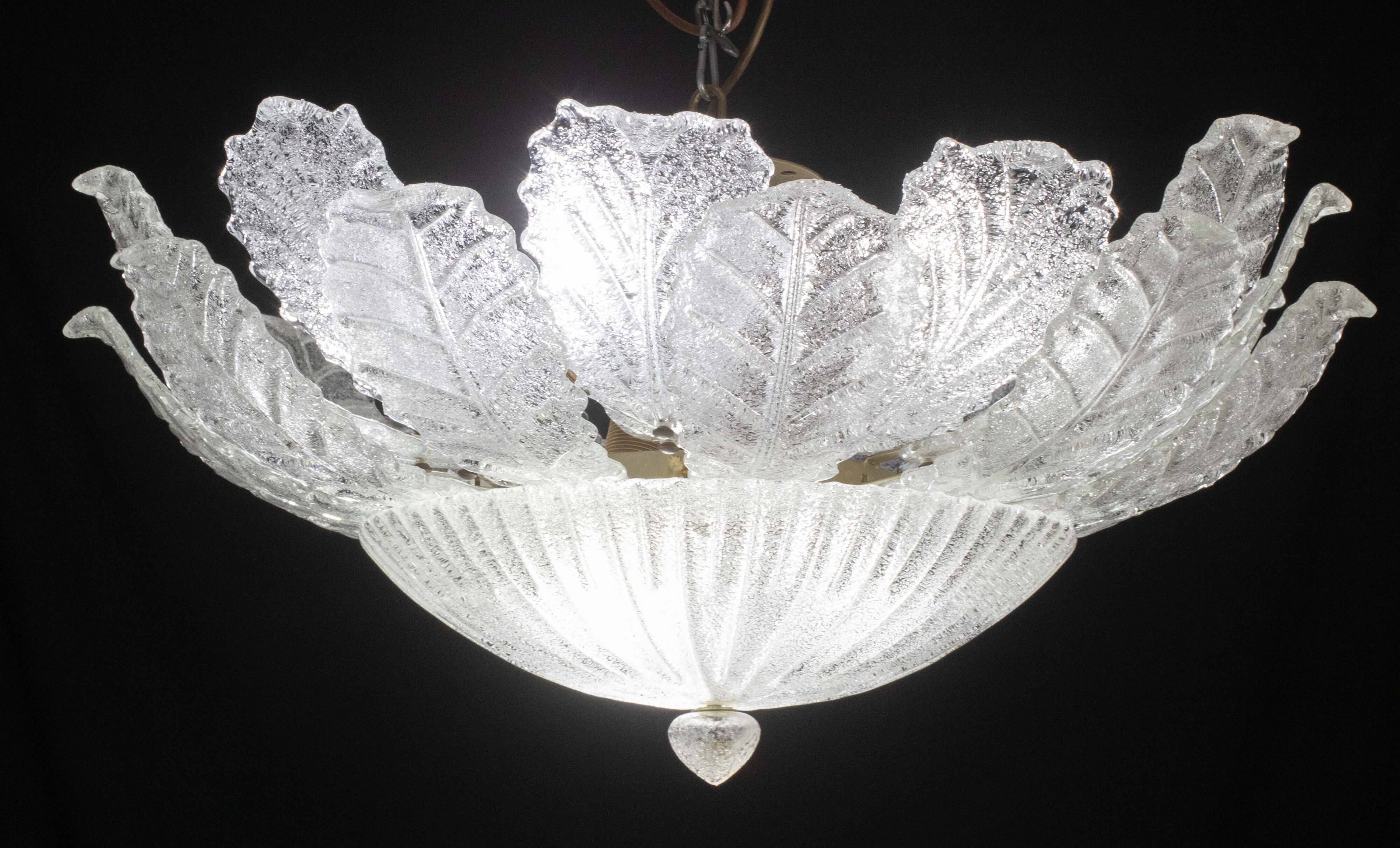 Verona, Large Size Murano Clear trasparent Vintage Glass Ceiling Light, 197