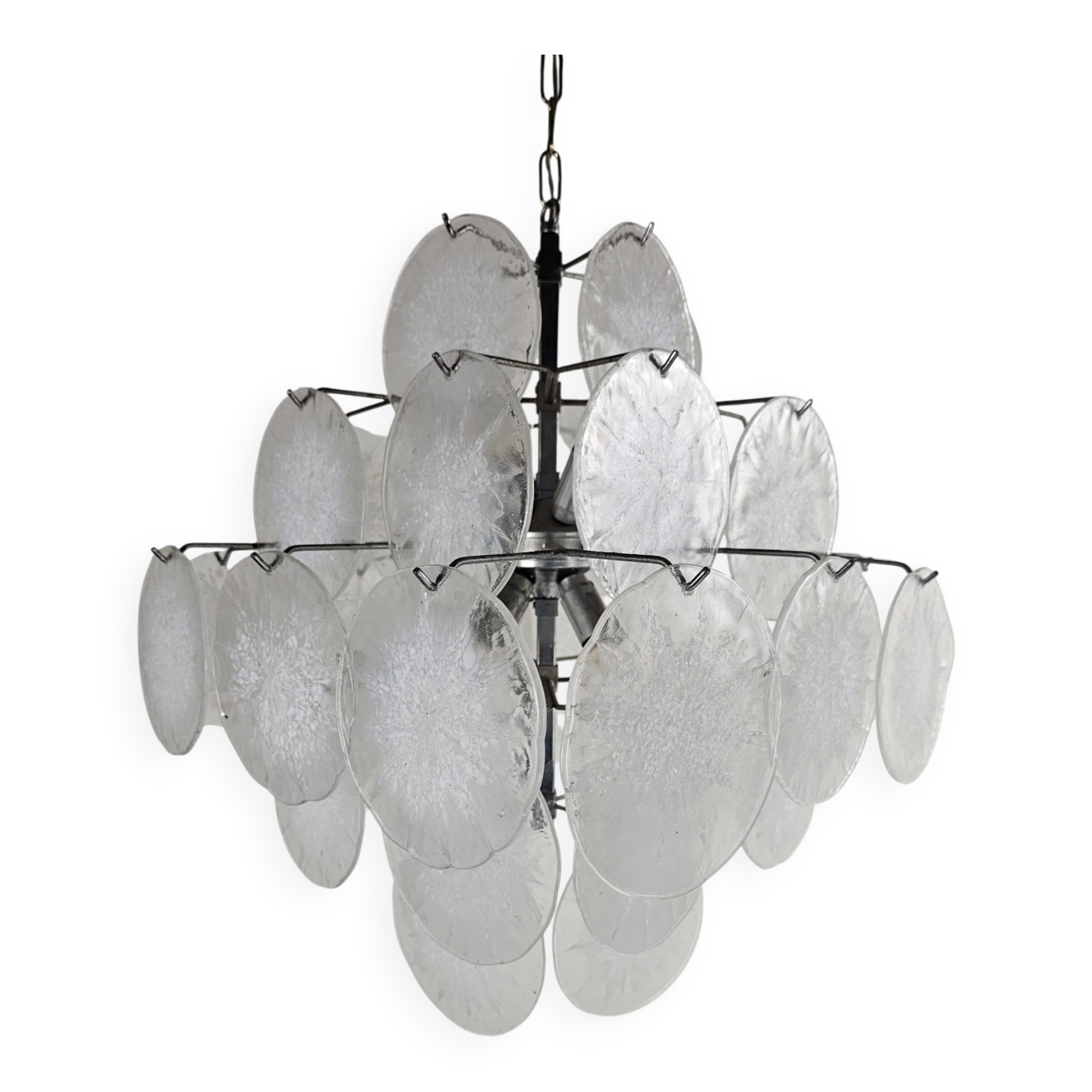 Large disc chandelier Vistosi Snowflake glass