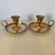 Pair of brass cellar rat candle holders