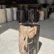 Black petrified wood side table with beige side H35 D24 - 3352
