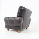 Czech Brown Leather Armchair from Vyber, 1970s