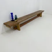 Banc d'école en bois massif vintage, années 1970