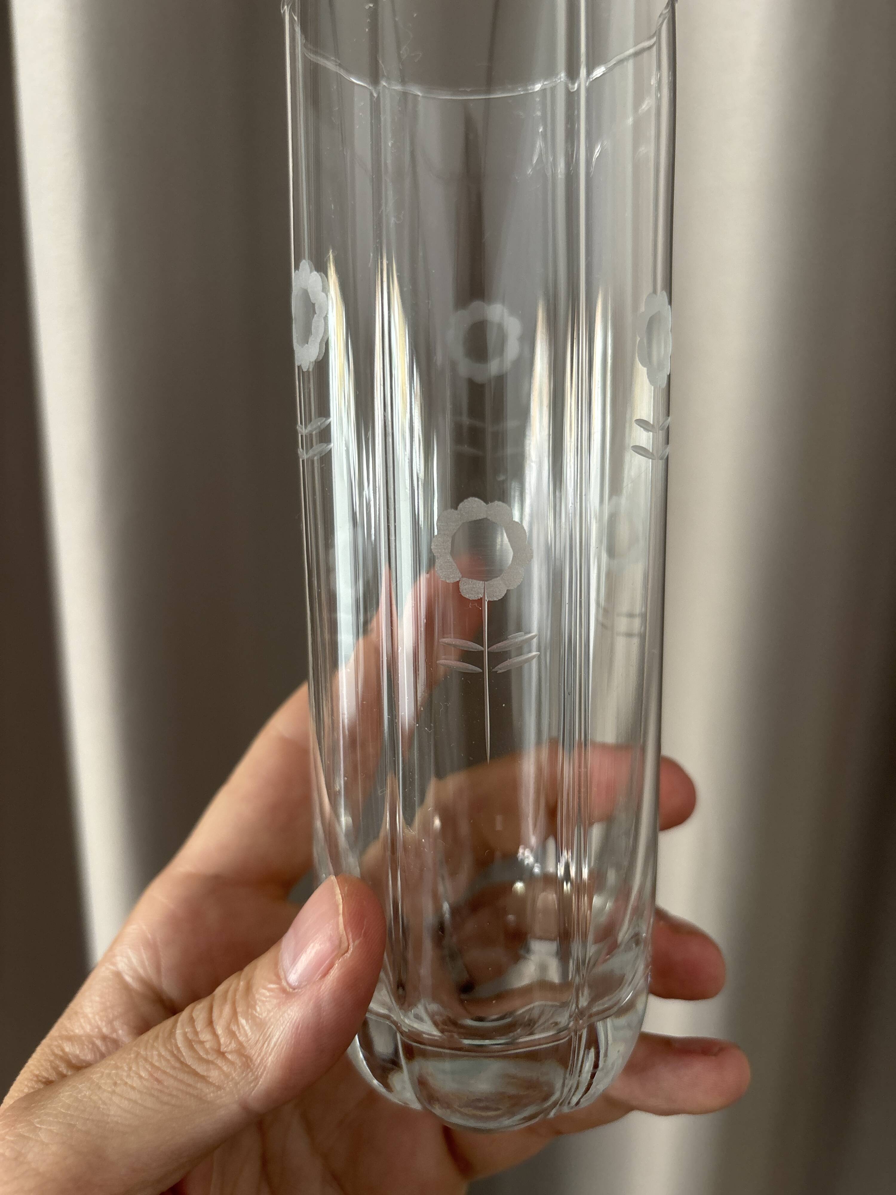 Set of 4 Vintage Etched Floral Highball Glasses
