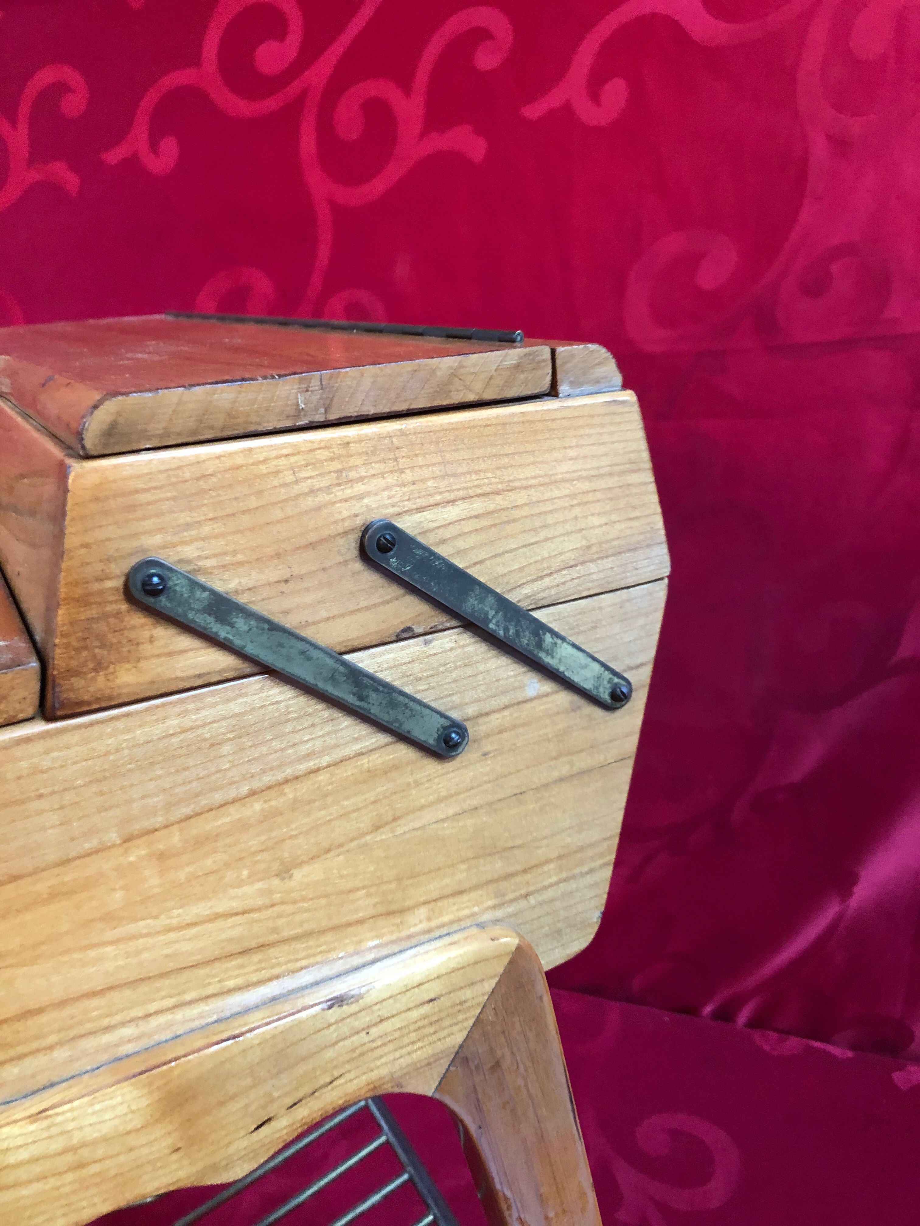 Small sewing table in vintage light cherry